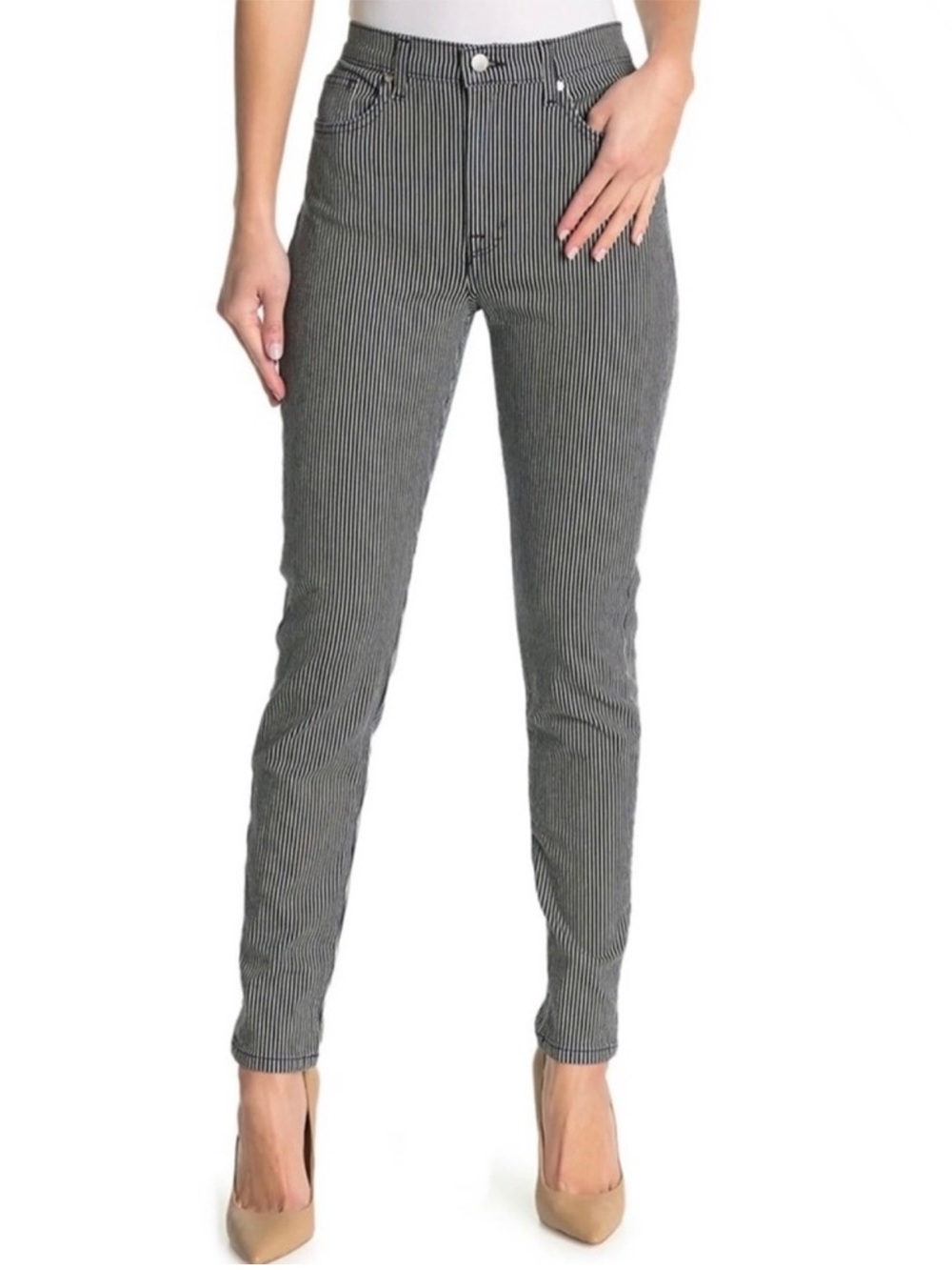 NEW BLDWN STRIPED HIGH-WAIST SKINNY JEANS